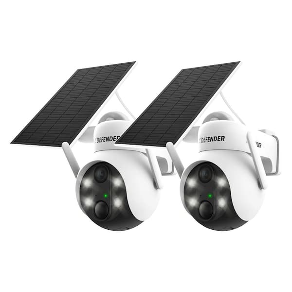 Battery Powered 4K AI EverWatch PTZ Wireless Solar-Charged Security Camera with 3-Watt Solar Panel, 2 pc