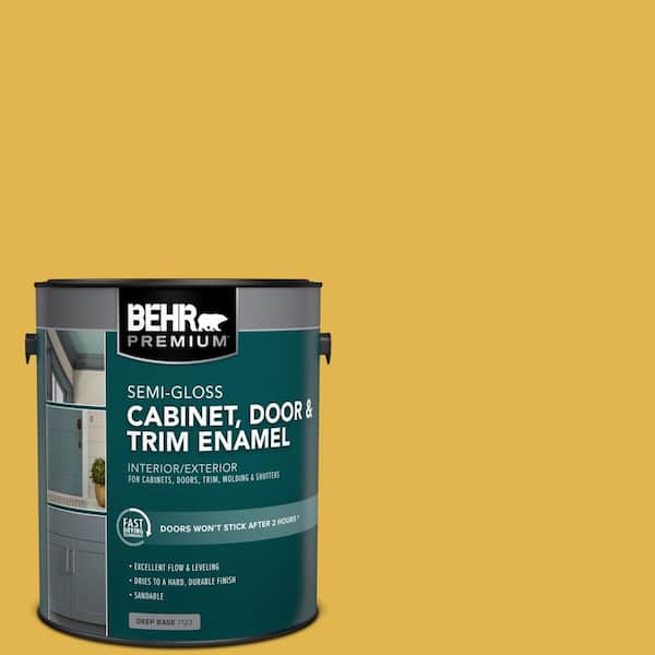1 gal. #360D-6 Yellow Gold Semi-Gloss Enamel Interior/Exterior Cabinet, Door & Trim Paint