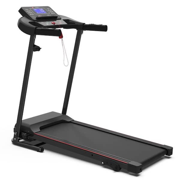 2.5 HP Black Metal Foldable Electric Treadmill with Safety Key, LED Display Inclines