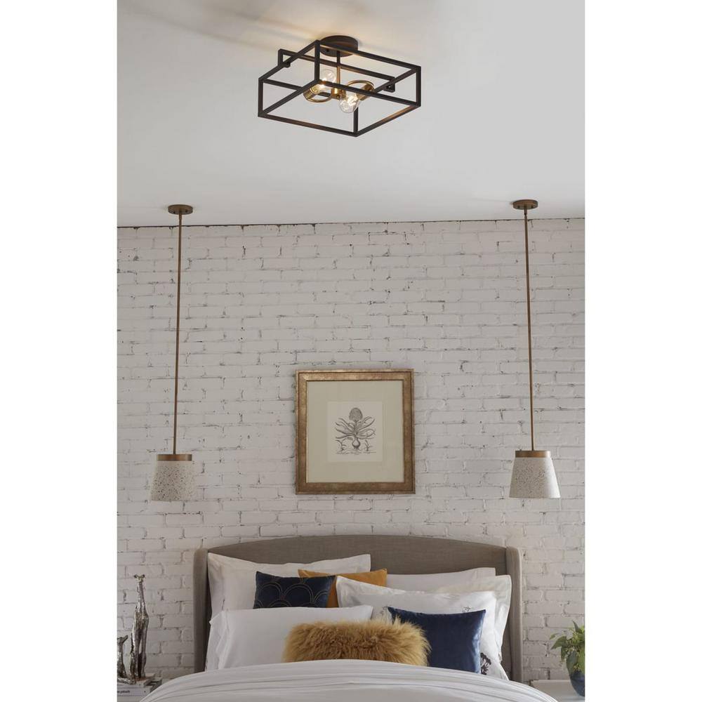 Terrazzo Distressed Brass and Concrete Pendant Light