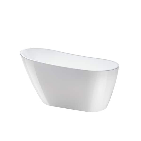 Bourges 55 in. Acrylic Flatbottom Bathtub in White Bourges 55 in. Acrylic Flatbottom Bathtub in White