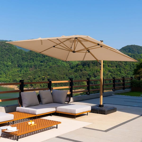 aqua patio umbrella with lights FLAME&SHADE 11 ft Solar Powered Outdoor Market Patio Table Umbrella with LED  Lights and Tilt, Aqua Blue