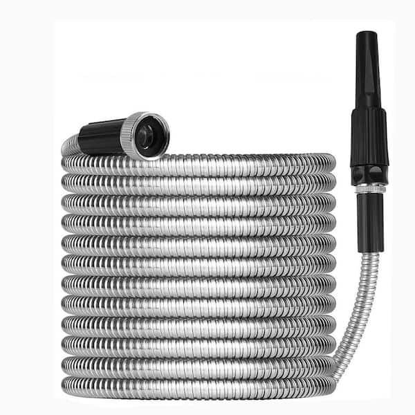 1/2 in. x 75 ft. 304-Stainless Steel Garden Water Hose Pipe Flexible Lightweight Kink Free Garden Water Outdoor Hose