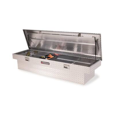 70.13 in Diamond Plate Aluminum Full Size Crossbed Truck Tool Box, Silver