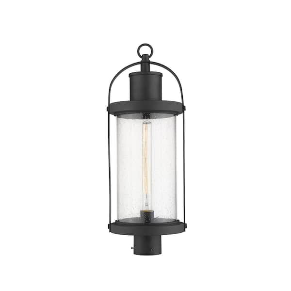 Unbranded Roundhouse 1-Light Black 25in Aluminum Hardwired Outdoor Weather Resistant Post Light Round Fitter with No Bulb Included