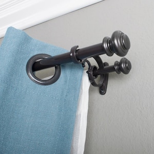 Urn 36 in. - 72 in. Adjustable Double Curtain Rod 1 in. in Bronze with Finial