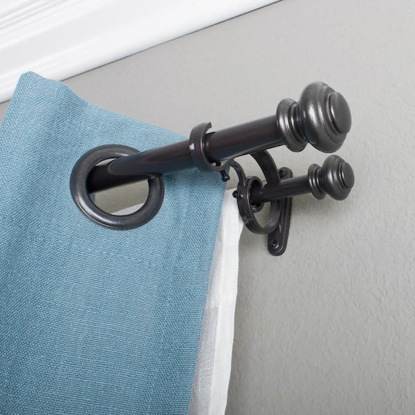 Urn 36 in. - 72 in. Adjustable Double Curtain Rod 1 in. in Bronze with Finial