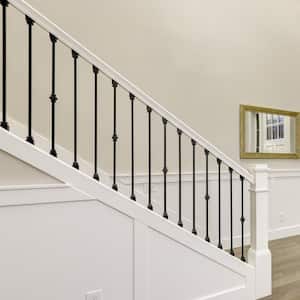 44 in. H x 1/2 in. W Black Steel Long Hollow Interior Stair Railing Square Baluster with Single Collar (12-Pack)