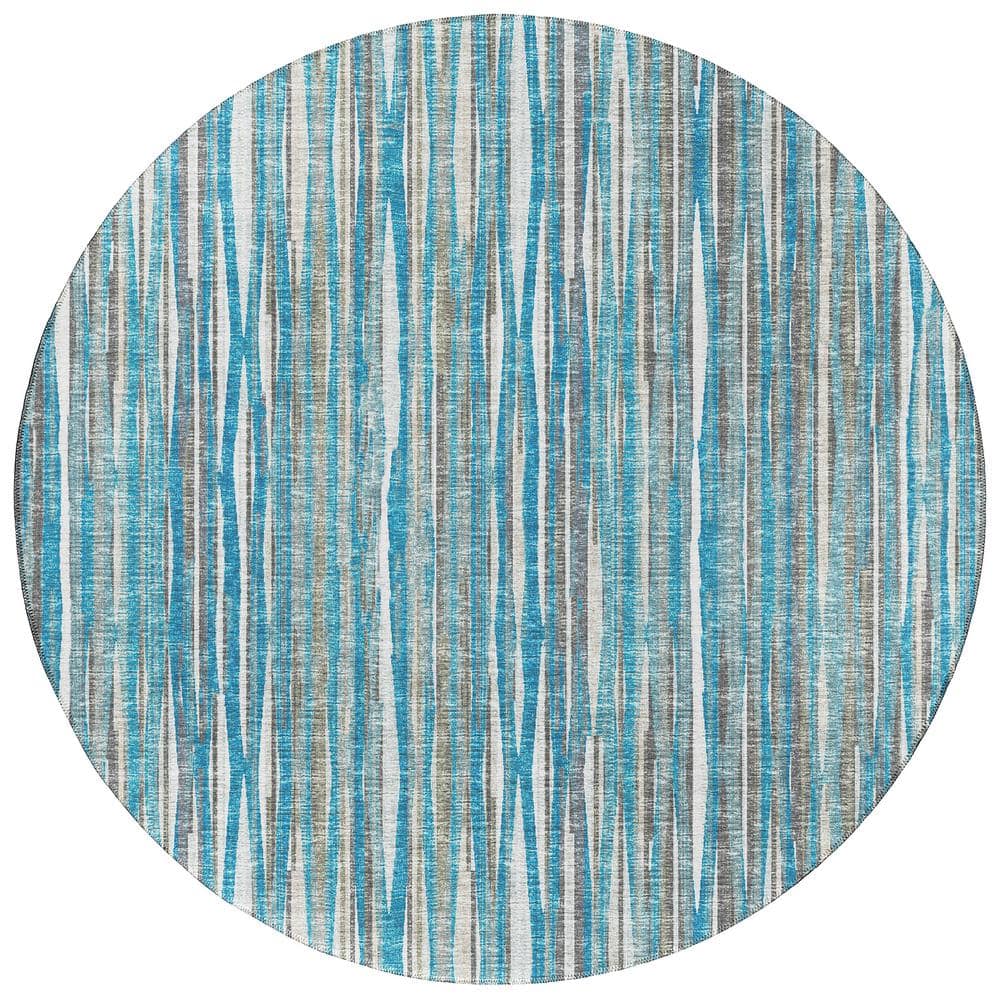 Addison Rugs Waverly Blue 8 ft. x 8 ft. Geometric Indoor/Outdoor Area ...