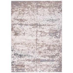 Aston Ivory/Gray 9 ft. x 12 ft. Distressed Geometric Abstract Area Rug