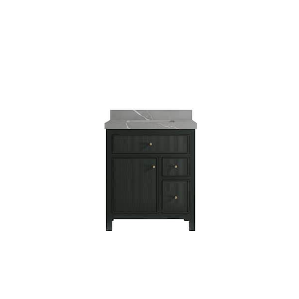 Willow Collections Sonoma 30 in. W x 22 in.D x 36 in. H Bath Vanity in Dark Green with 2 in.Piatra Quartz Top