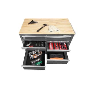 SD 46 in. W x 24.5 in. D 9-Drawer Gloss Gray Mobile Workbench