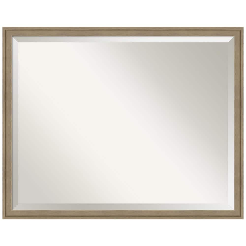 Florence Light Brown 29.75 in. x 23.75 in. Beveled Casual Rectangle Framed Bathroom Wall Mirror in Brown -  Amanti Art, A38868100337