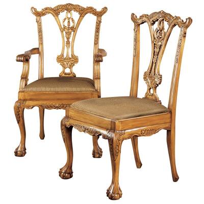 Design Toscano Toulon French Rococo Walnut Mahogany Arm Chair AF1560 - The  Home Depot