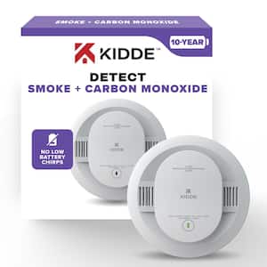 10-Year Battery Powered Combination Smoke and Carbon Monoxide Detector with Alarm LED Warning Lights