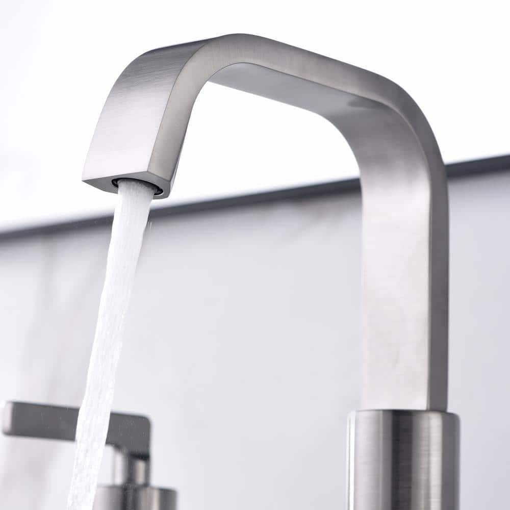 Brushed Nickel Widespread 2-Handle Bathroom Faucet with Drain Assembly