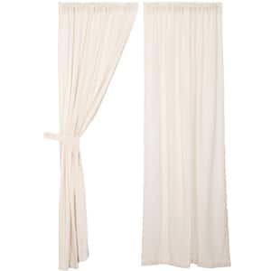 Antique White Burlap 40 in. W x 84 in. L Cotton Light Filtering Rod Pocket Window Curtain Panel in Pair