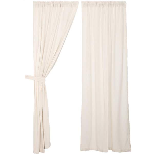 VHC BRANDS Antique White Burlap 40 in. W x 84 in. L Cotton Light Filtering Rod Pocket Window Curtain Panel in Pair