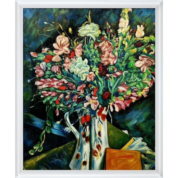 LA PASTICHE Flowers in a Water Jug by Pierre Bonnard Moderne Blanc Framed Abstract Oil Painting Art Print 22.75 in. x 26.75 in.