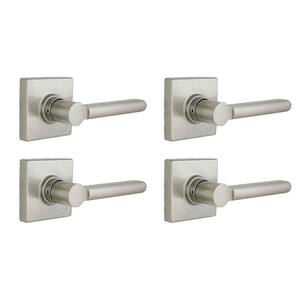 Tonbridge Satin Nickel Hall and Closet Door Lever with Square Rose (4-Pack)