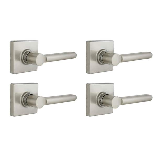 Defiant Tonbridge Satin Nickel Hall and Closet Door Lever with Square Rose (4-Pack)