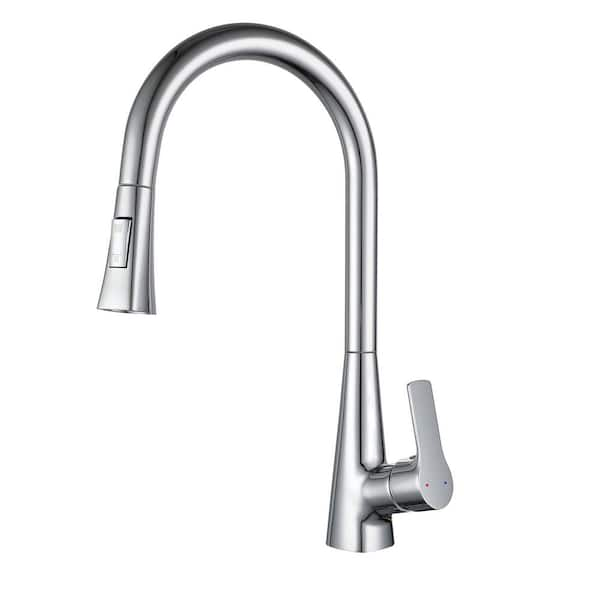 Tahanbath Single Handle Pull Down Sprayer Kitchen Faucet in Chrome ...