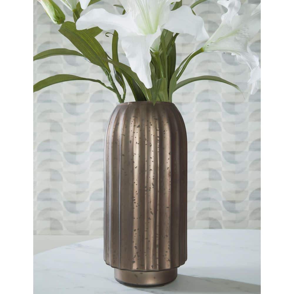 Matte Brown Fluted Glass Table Vase