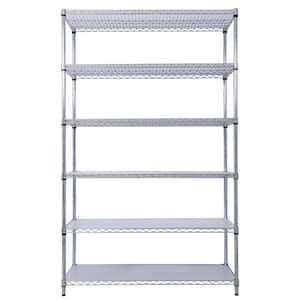 84 in. H x 48 in. L x 20 in. D 6-Shelf Chrome Metal Pantry Organizer Wheels Shelf Liners, Storage Wire Rack