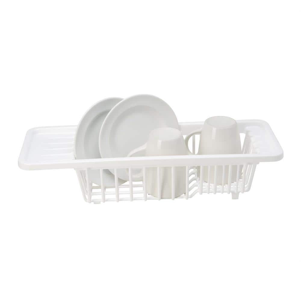 White Plastic Over-the-Sink Dish Drying Rack