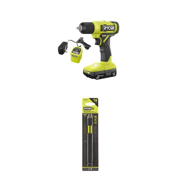 ONE 18V Cordless 3/8 in. Drill/Driver Kit with 1.5 Ah Battery, Charger and 6 in. Impact Drive Bits (2-Piece)