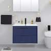 Photo 1 of 24 in. W x 18.1 in. D x 18.1 in. H Single Sink Bath Vanity in Blue with White Ceramic Top and Drain Faucet Set


