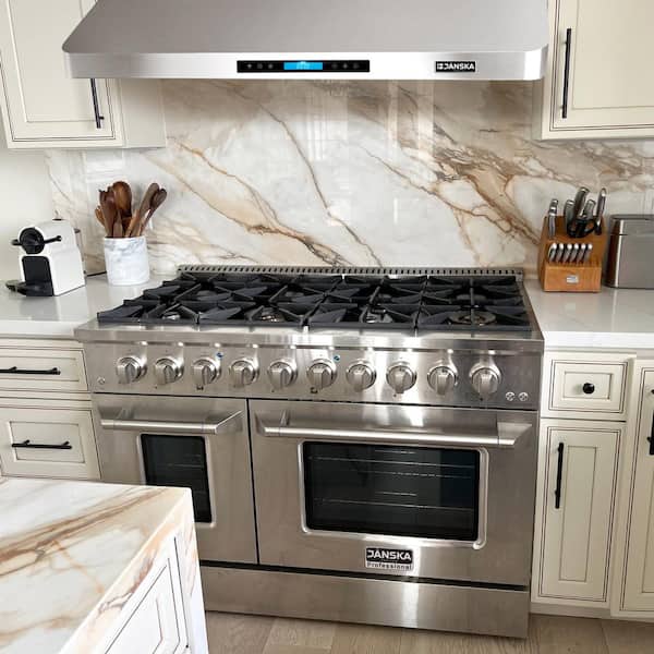 Home Beyond 30 Inches Range Hood 900CFM Ducted Under Cabinet Stainless Steel with 2 Blowers 4 Speed Touch Control with Remote - Silver