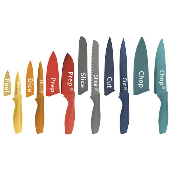 MasterChef 12-Piece Colored Stainless Steel Kitchen Knife Set with Logo