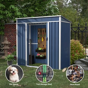 75.59 in. W x 72.83 in. H x 35.63 in. D Multifunctional Outdoor Metal Storage Shed, Freestanding Cabinet in Blue