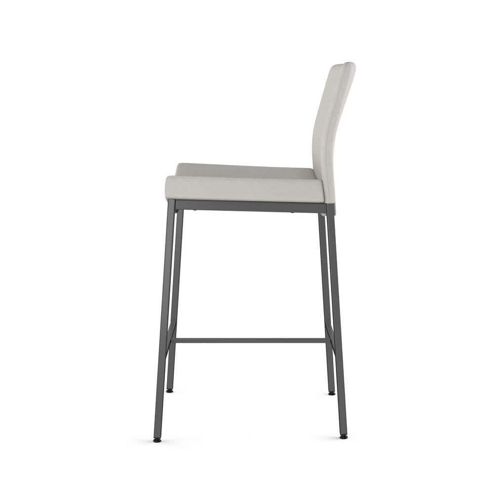 Torres 26'' Light Grey Polyurethane Counter Stool with Dark Grey Metal Frame