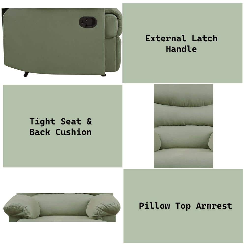 Sage Microfiber Recliner with Massage and Wood Frame