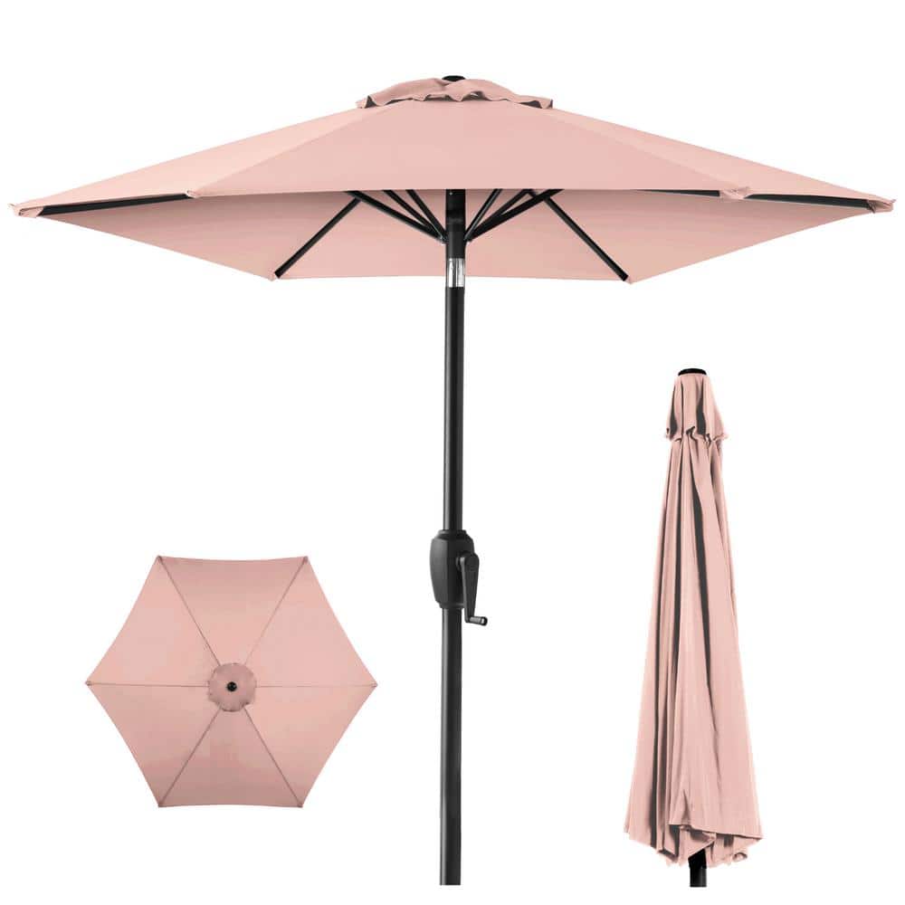 7.5ft Rose Quartz Polyester Outdoor Market Patio Umbrella with Steel Pole