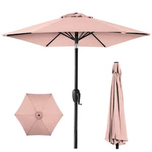 7.5 ft Heavy-Duty Outdoor Market Patio Umbrella with Push Button Tilt, Easy Crank Lift in Rose Quartz