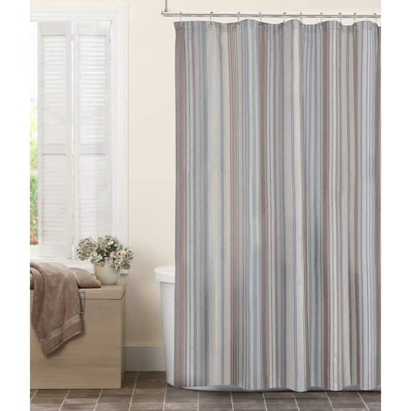 Zenna Home Jodie Stripe Fabric 72 in. x 72 in. Shower Curtain