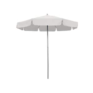 7.5 ft. Aluminum Market Patio Umbrella Fiberglass Ribs and Push-Button Tilt with Valance in Natural Polyester