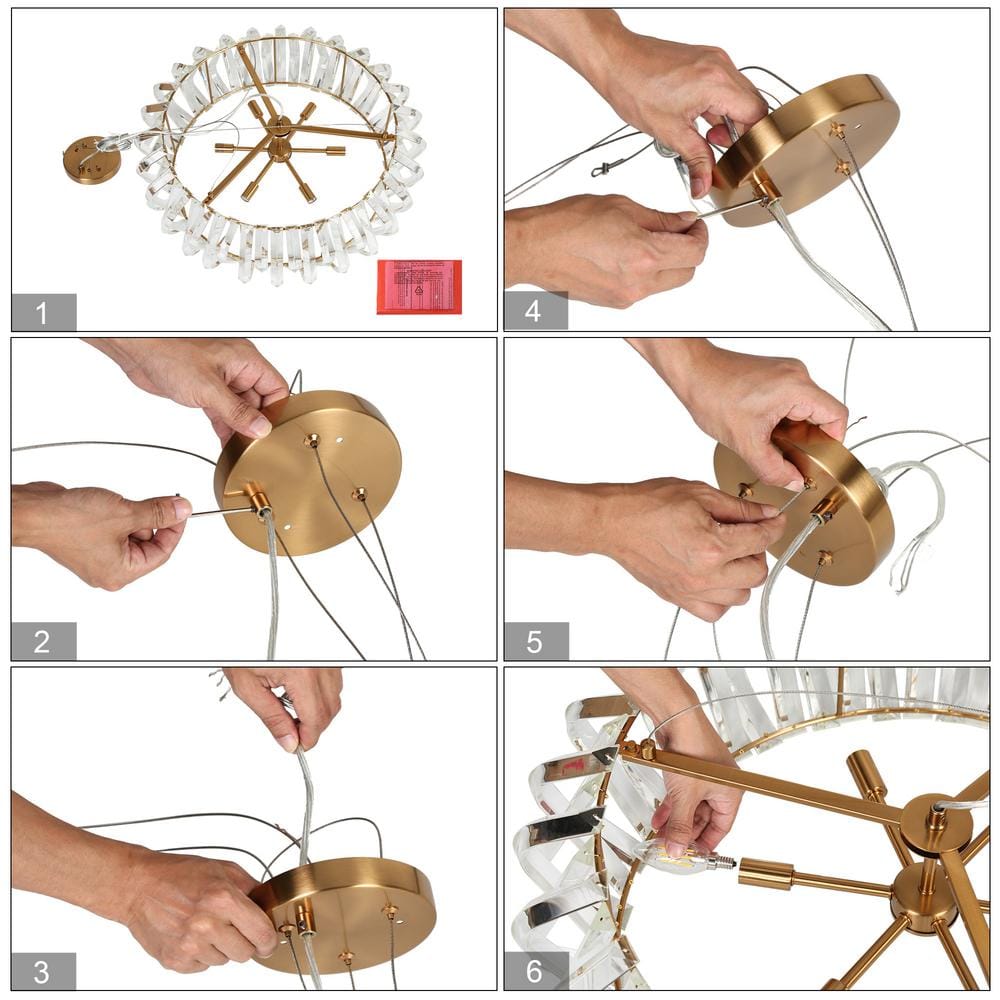 Eurydamas 28.3" Gold Brass Crystal Drum Chandelier