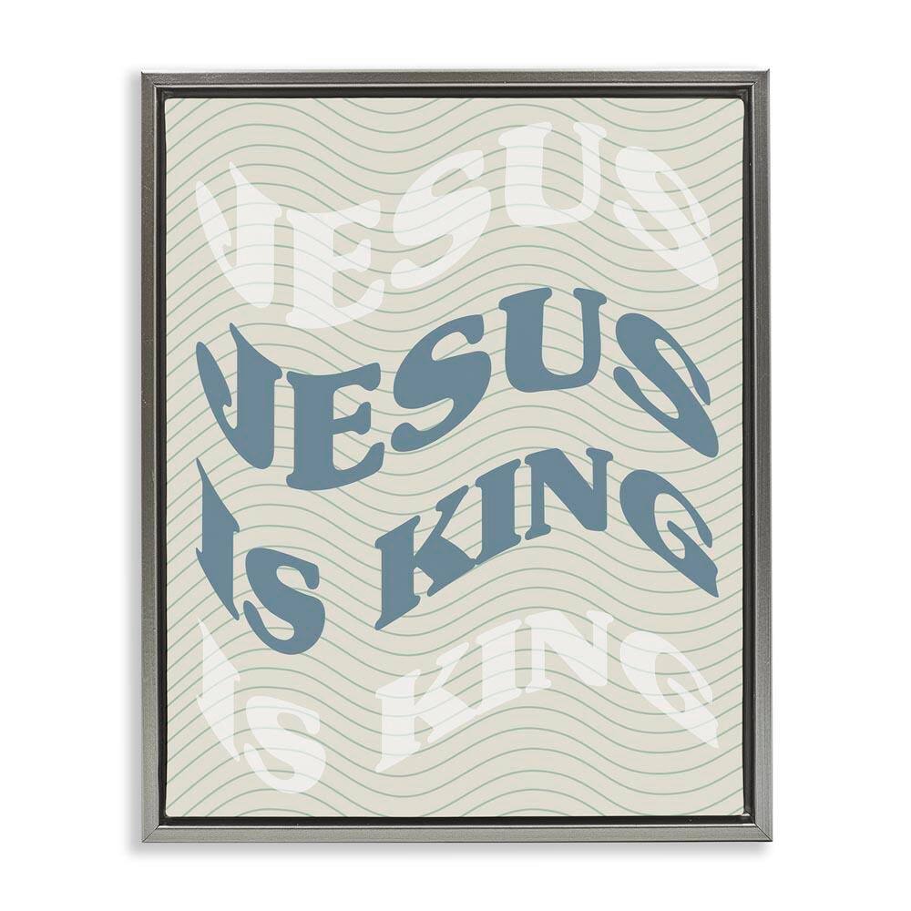 Wavy Jesus Is King by Daphne Polselli Gray Floater Frame Religious Graphic Art Print 31 in. x 25 in. price history on PriceWatchPro