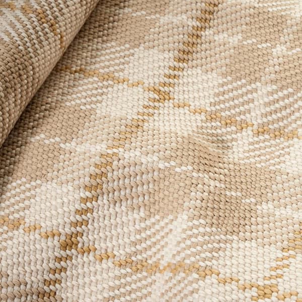 Lakeville Plaid Handwoven Khaki 3 ft. x 5 ft. Outdoor Area Rug