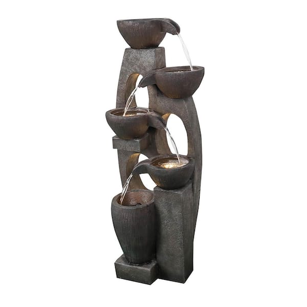 Sireck Brown 39 in. 5-Tier Outdoor Water Fountain