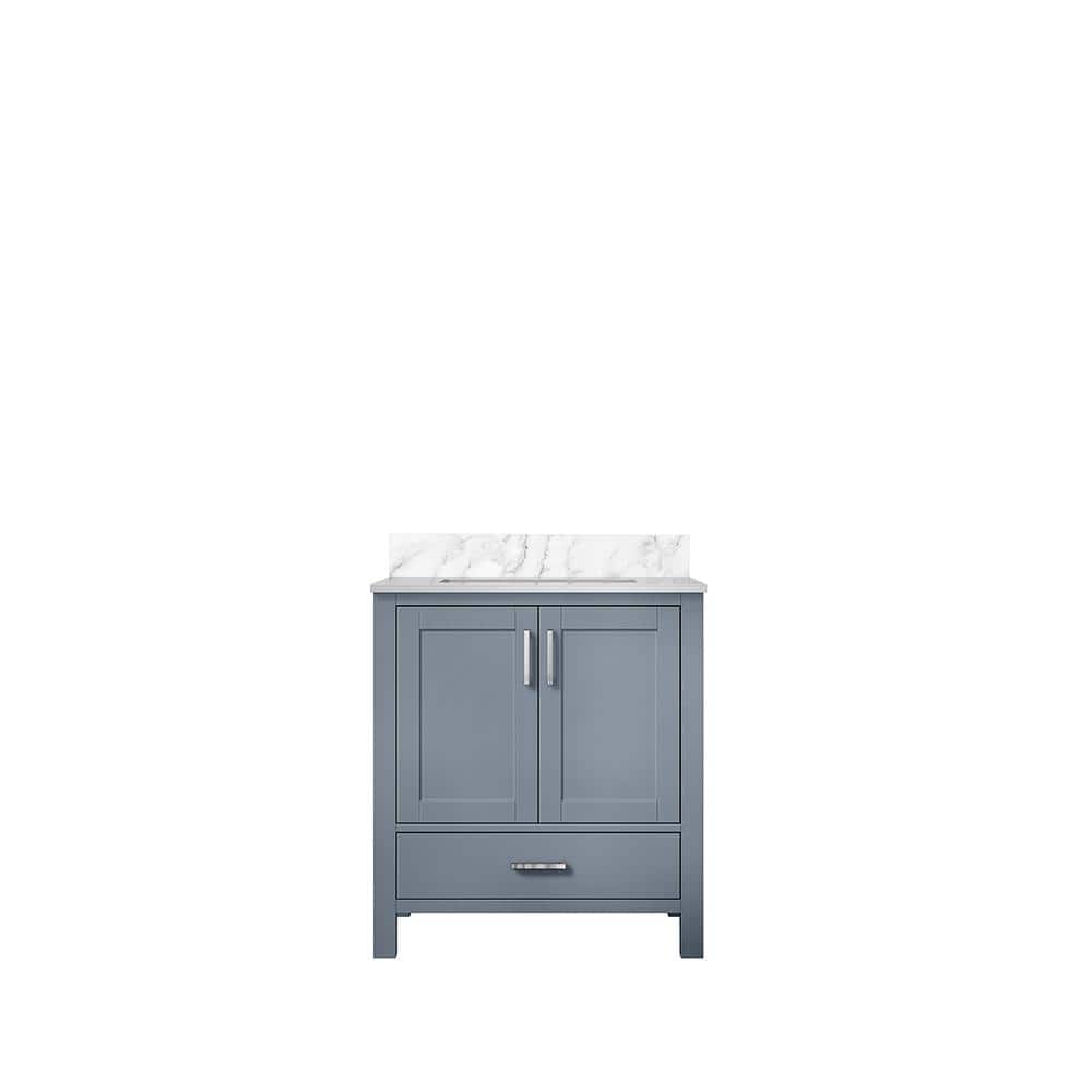 Jacques 30" Dark Grey Single Vanity with White Carrara Marble Top