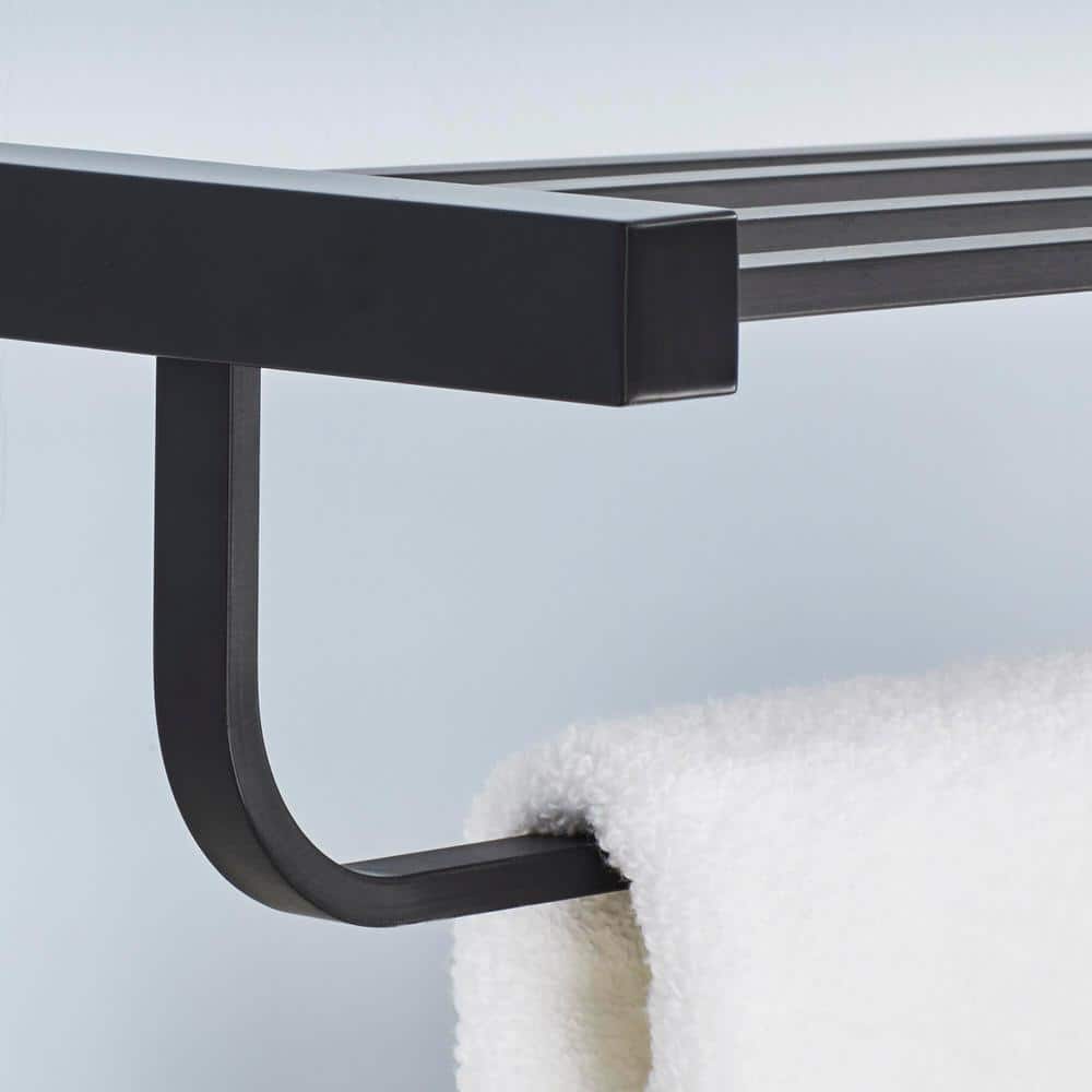 Matte Black 21" Wall Mounted Industrial Towel Rack