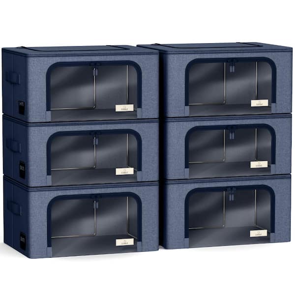 Sorbus Oxford Fabric Storage Bins: Stackable, Foldable Organizer Bags, with Clear Window - Set of 6