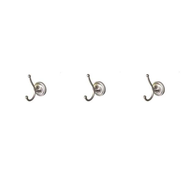 Edgerton J-Hook Double Wall Mounted Robe/Towel Hook in Satin Nickel