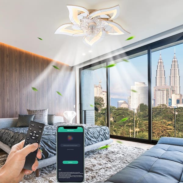 27 in. Indoor Chrome Indoor Ceiling Fan with Adjustable White Integrated LED, Remote Included