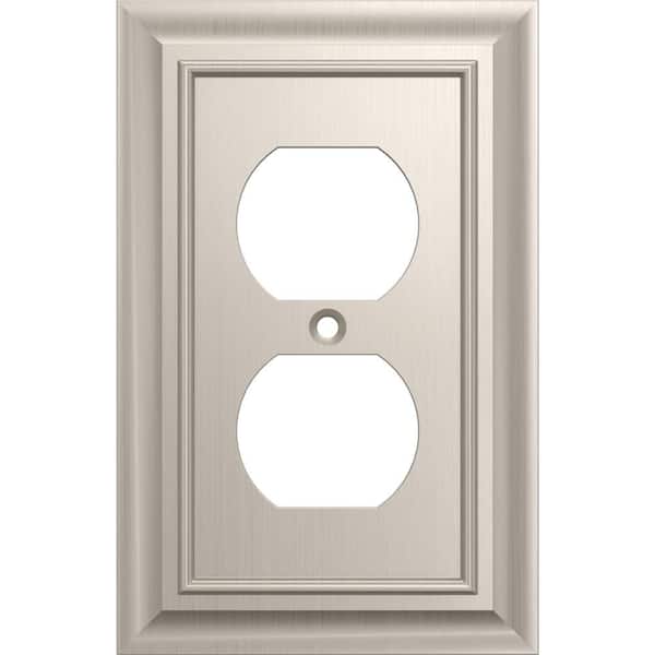 Hampton Bay Derby Satin Nickel 1-Gang Single Duplex Outlet Wall Plate (3-Pack)